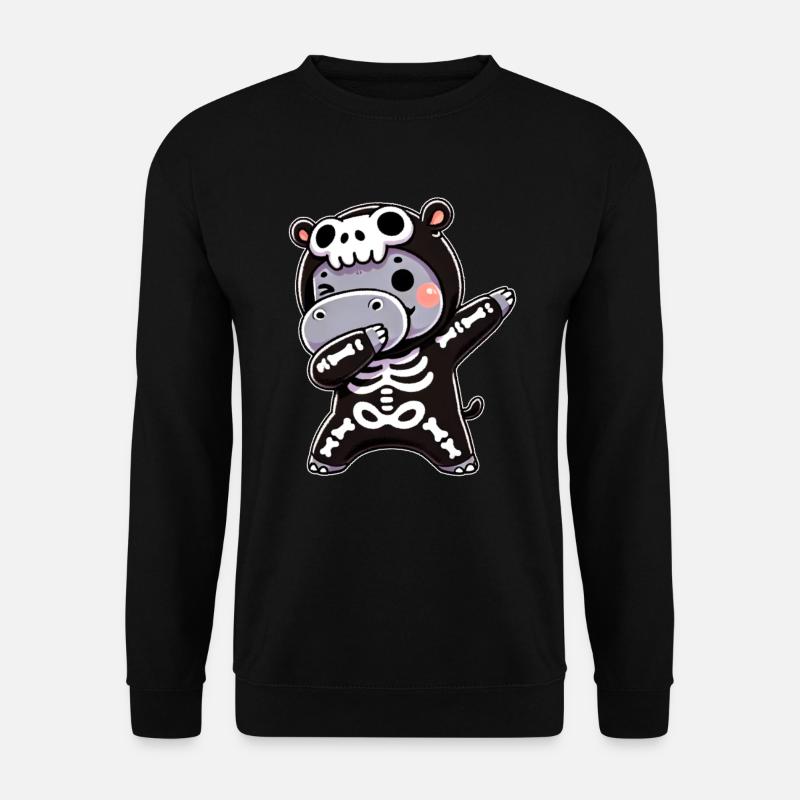 Halloween squelette mignon hippopotame hommes - Sweat-shirt Unisexe - noir