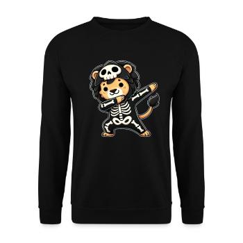 Halloween Skeleton Cute Lion Men Women - Unisex Sweatshirt - black - Front - Alina (178cm) & Michal (187cm)