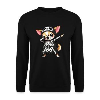 Chihuahua Halloween Squelette Chihuahua mignon - Sweat-shirt Unisexe - noir - Devant - Alina (178cm) & Michal (187cm)