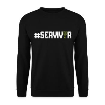 Funny Tennis Player Racket - Unisex Pullover - Schwarz - Vorne - Alina (178cm) & Michal (187cm)