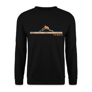 Funny Tennis Player Racket Retro - Unisex Pullover - Schwarz - Vorne - Alina (178cm) & Michal (187cm)