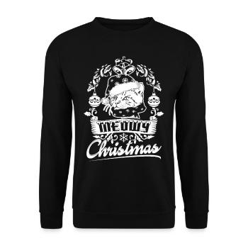 Christmas Cat Lover Meowy Christmas - Unisex Sweatshirt - black - Front - Alina (178cm) & Michal (187cm)
