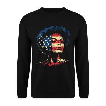 Afro Heritage États-Unis Drapeau Noir Histoire Art - Sweat-shirt Unisexe - noir - Devant - Alina (178cm) & Michal (187cm)