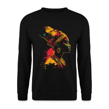 Farbenfrohes Heritage Black History Month Profil - Unisex Pullover - Schwarz - Vorne - Alina (178cm) & Michal (187cm)