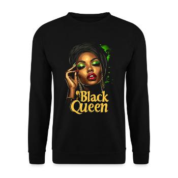Black Queen Heritage Black History Month Kunst - Unisex Pullover - Schwarz - Vorne - Alina (178cm) & Michal (187cm)