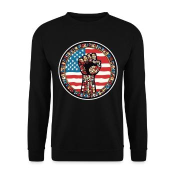 Afro Amerikanischer Black History Month Heritage - Unisex Pullover - Schwarz - Vorne - Alina (178cm) & Michal (187cm)