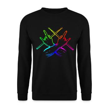 Tambours Tambours Baguette Batteur Musique Groupe Rock - Sweat-shirt Unisexe - noir - Devant - Alina (178cm) & Michal (187cm)