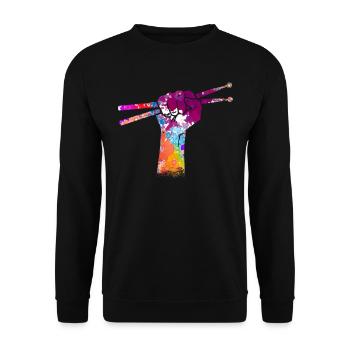 Tambours Baguettes Tambours Batteur Musique Groupe Rock - Sweat-shirt Unisexe - noir - Devant - Alina (178cm) & Michal (187cm)