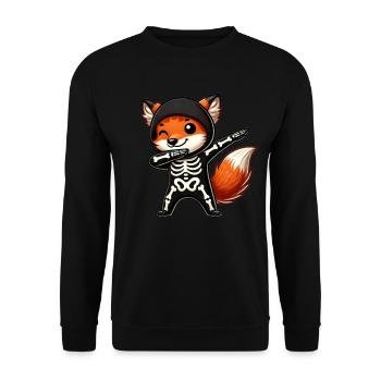 Fuchs Halloween Skelett Kinder Frauen Männer Fuchs - Unisex Pullover - Schwarz - Vorne - Alina (178cm) & Michal (187cm)