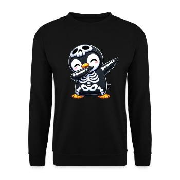 Penguin Halloween Skeleton Kids Women Men - Unisex Sweatshirt - black - Front - Alina (178cm) & Michal (187cm)