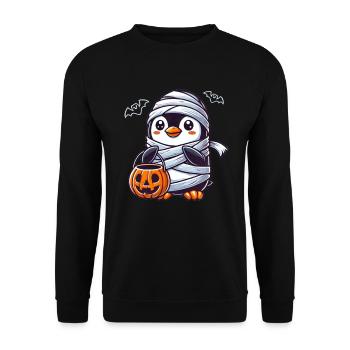 Pingouin Halloween Momie Enfants Femmes Hommes - Sweat-shirt Unisexe - noir - Devant - Alina (178cm) & Michal (187cm)