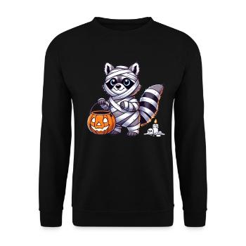 Waschbär Halloween Mumie Kinder Frauen Männer - Unisex Pullover - Schwarz - Vorne - Alina (178cm) & Michal (187cm)