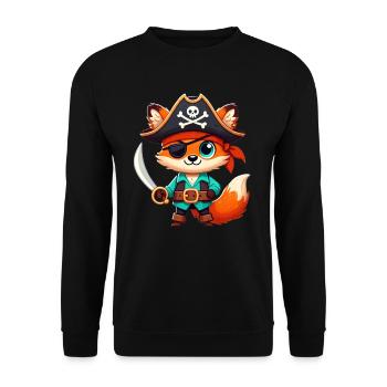 Fuchs Halloween Pirat Kinder Frauen Männer Fuchs - Unisex Pullover - Schwarz - Vorne - Alina (178cm) & Michal (187cm)