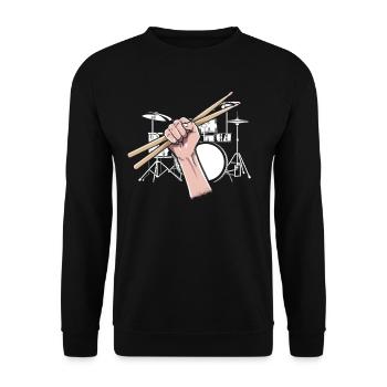 Trommer Trommer Trommestik Trommeslager Musik Band Rock - Unisex sweater - sort - Foran - Alina (178cm) & Michal (187cm)