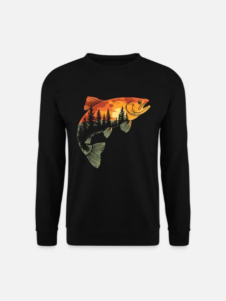 Angeln Fisch Angler Forelle Fischer Fischen - Unisex Pullover - Schwarz