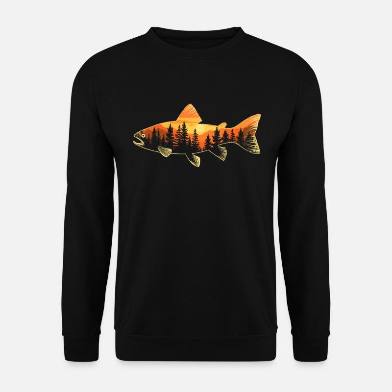 Angeln Fisch Angler Forelle Fischer Fischen - Unisex Pullover - Schwarz