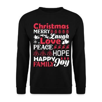 Christmas Christmas Words Laugh Peace Love - Unisex Sweatshirt - black - Front - Alina (178cm) & Michal (187cm)
