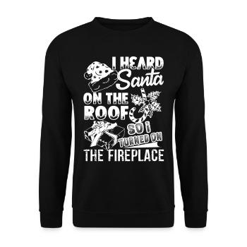 Merry Christmas I Heard Santa On The Roof - Unisex Sweatshirt - black - Front - Alina (178cm) & Michal (187cm)