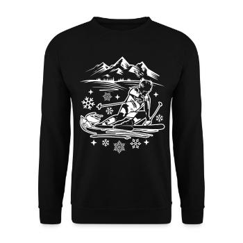 Funny Skiing Christmas - Unisex Sweatshirt - black - Front - Alina (178cm) & Michal (187cm)