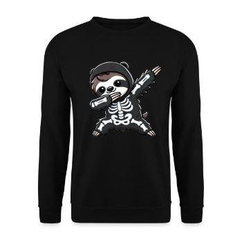 Sloth Halloween Skeleton Kids Women Men - Unisex Sweatshirt - black - Front - Alina (178cm) & Michal (187cm)