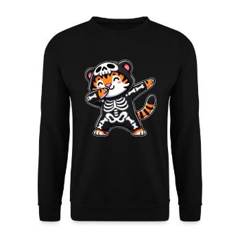 Halloween Skeleton Cute Tiger Men Women - Unisex Sweatshirt - black - Front - Alina (178cm) & Michal (187cm)