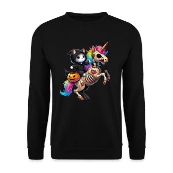Zombiecorn Cat Halloween Grim Reaper - Unisex Sweatshirt - black - Front - Alina (178cm) & Michal (187cm)