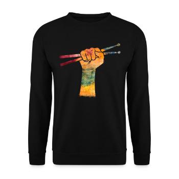 Tambours Tambours Baguette Batteur Musique Groupe Rock - Sweat-shirt Unisexe - noir - Devant - Alina (178cm) & Michal (187cm)