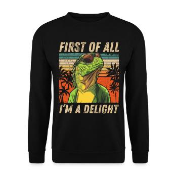 Retro Iguana Sunset Funny Sarcastic Design - Unisex Sweatshirt - black - Front - Alina (178cm) & Michal (187cm)