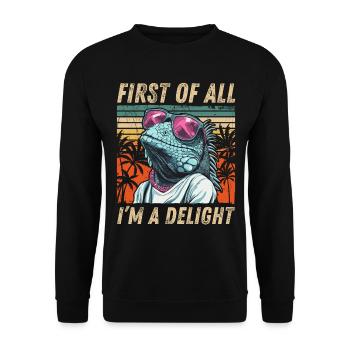 Fun Iguana Design - Tropical Retro Vibes - Unisex Sweatshirt - black - Front - Alina (178cm) & Michal (187cm)