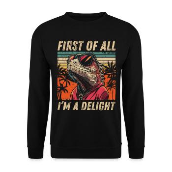 Tropischer Iguana Style - Retro Shirt Design - Unisex Pullover - Schwarz - Vorne - Alina (178cm) & Michal (187cm)