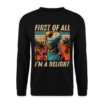 Retro Iguana - Chill Sunset Look - Unisex Sweatshirt - black - Front - Alina (178cm) & Michal (187cm)
