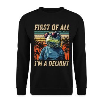 Vintage Iguana Art - Colored Sunset Look - Unisex Sweatshirt - black - Front - Alina (178cm) & Michal (187cm)