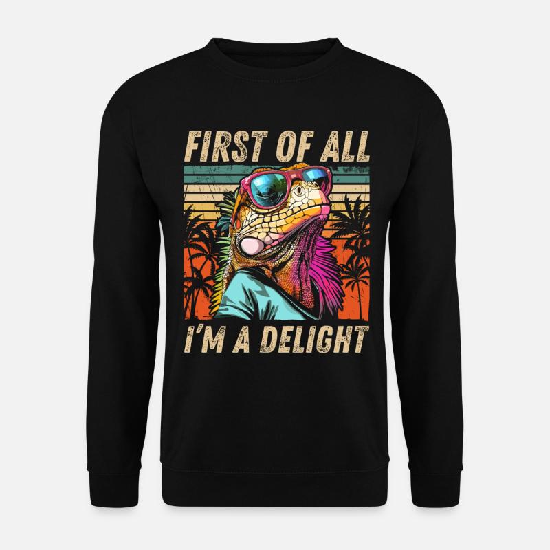 Iguana tropicale - Tramonto e design di palme - Felpa unisex - nero