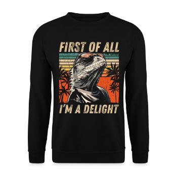 Vintage Iguana Sunset - Cool Animal Design - Unisex Sweatshirt - black - Front - Alina (178cm) & Michal (187cm)
