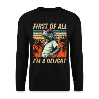 Naughty Iguana - Tropical Sunset Style - Unisex Sweatshirt - black - Front - Alina (178cm) & Michal (187cm)