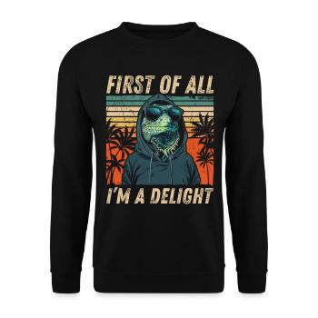 Retro Hoodie Iguana - Sarcastic Design - Unisex Sweatshirt - black - Front - Alina (178cm) & Michal (187cm)