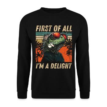 Colorful Iguana - Tropics Vintage Style - Unisex Sweatshirt - black - Front - Alina (178cm) & Michal (187cm)