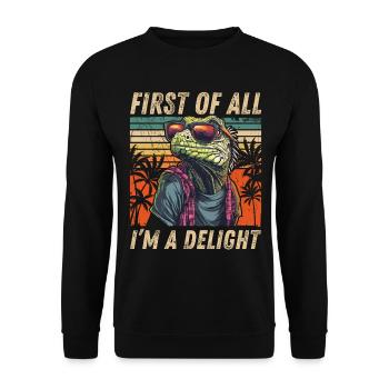 Tropical Iguana - Retro Sunset Art - Unisex Sweatshirt - black - Front - Alina (178cm) & Michal (187cm)