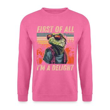 Tropisches Iguana - Retro Sunset Art - Unisex Pullover - Pink - Vorne