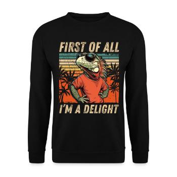 Funny Iguana - Vintage Tropical Look - Unisex Sweatshirt - black - Front - Alina (178cm) & Michal (187cm)