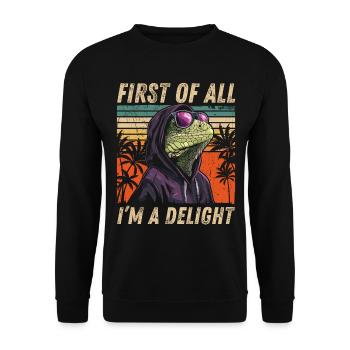 Sarcastic Iguana - Colorful Tropical Style - Unisex Sweatshirt - black - Front - Alina (178cm) & Michal (187cm)