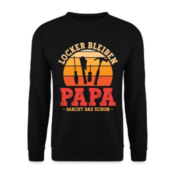 Papa macht das schon - Unisex Pullover - Schwarz - Vorne - Alina (178cm) & Michal (187cm)