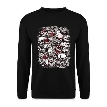 Crânes et roses Art gothique foncé - Sweat-shirt Unisexe - noir - Devant - Alina (178cm) & Michal (187cm)