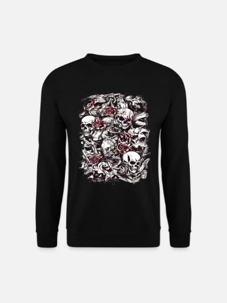 Skulls and Roses Dark Gothic Art - Unisex Sweatshirt - black