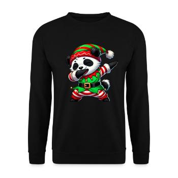 Christmas Panda Elf Funny Panda Lover - Unisex Sweatshirt - black - Front - Alina (178cm) & Michal (187cm)