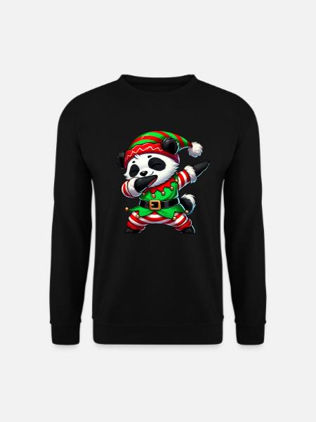 Weihnachten Panda Elf Funny Panda Lover - Unisex Pullover - Schwarz