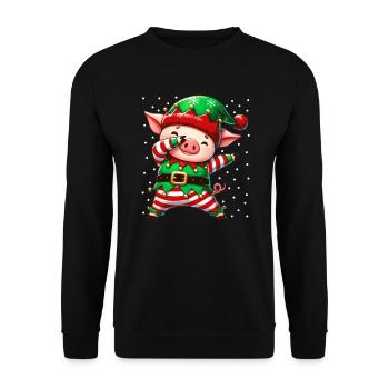 Weihnachten Schwein Elf Schweine Landwirt - Unisex Pullover - Schwarz - Vorne - Alina (178cm) & Michal (187cm)