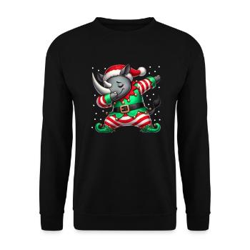 Noël Rhinocéros Elfe Drôle Rhinocéros Rhinocéros - Sweat-shirt Unisexe - noir - Devant - Alina (178cm) & Michal (187cm)