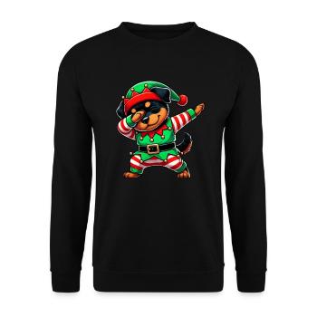Christmas Rottweiler Elf Funny Rottweiler Lover - Unisex Sweatshirt - black - Front - Alina (178cm) & Michal (187cm)