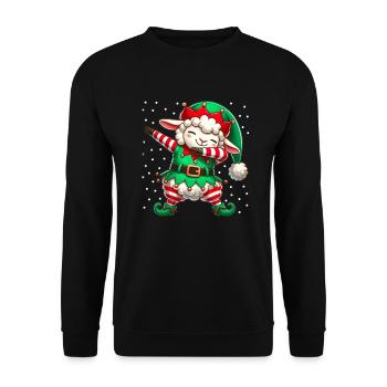 Christmas Sheep Elf Funny Sheep Lover - Unisex Sweatshirt - black - Front - Alina (178cm) & Michal (187cm)